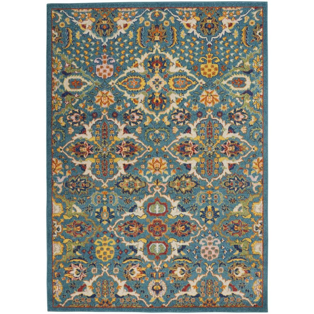 HomeRoots 3 ft. x 5 ft. Ivory Floral WashableArea RugRunner Rug ...
