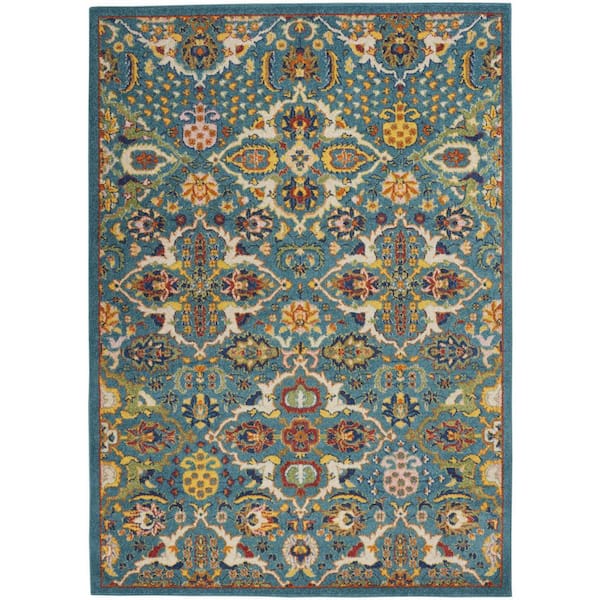 HomeRoots 3 ft. x 5 ft. Ivory Floral WashableArea RugRunner Rug ...