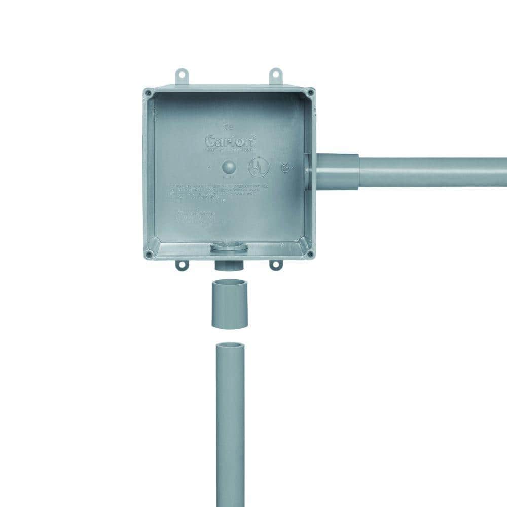 Gray PVC Molded Screw Cover Junction Box 4 x 4 x 2 Inch
