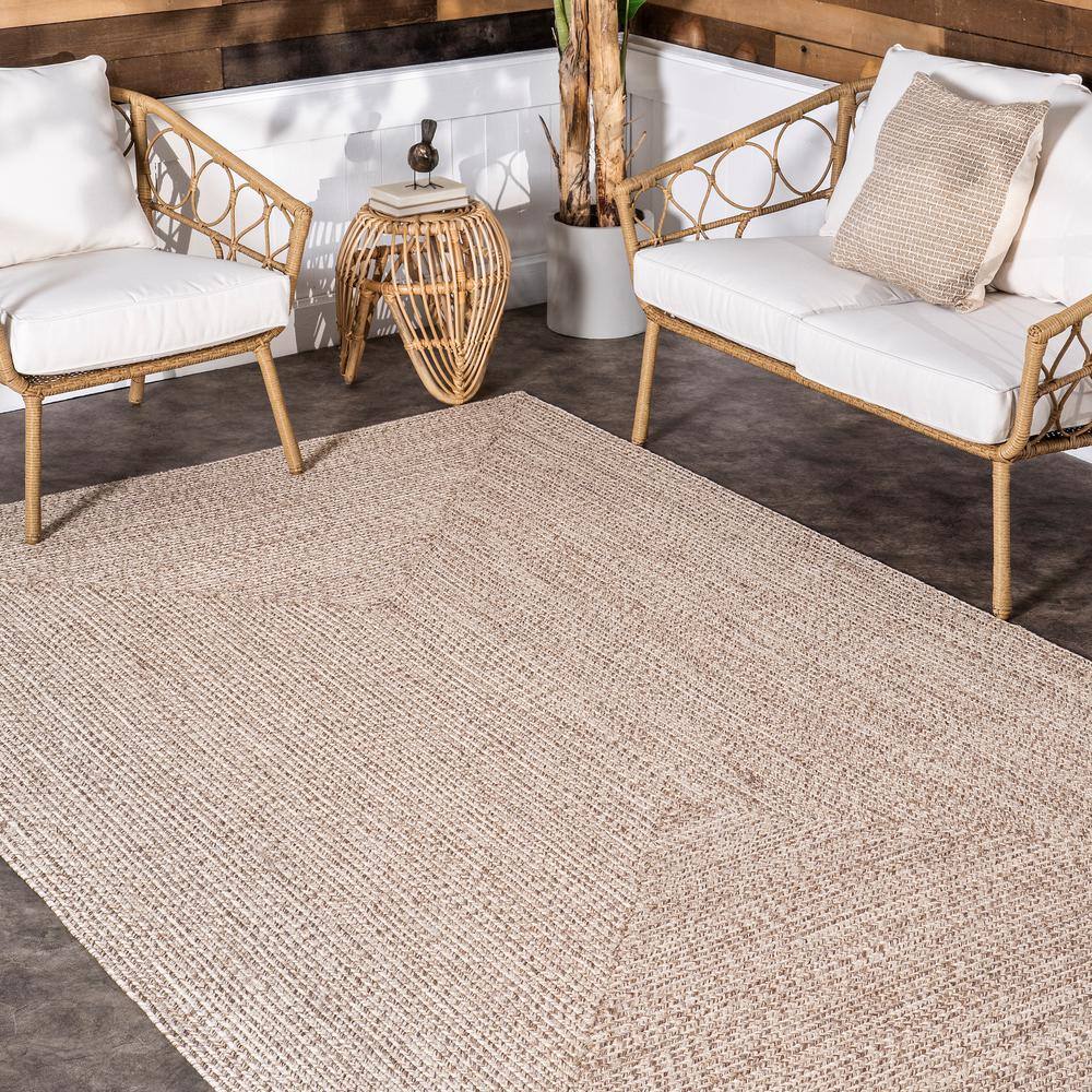 Tan Oval 4' x 6' Braided Synthetic Indoor/Outdoor Rug