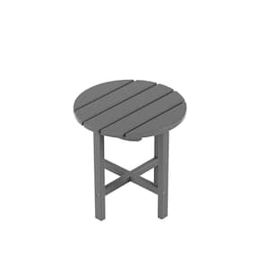 Mason 18 in. Gray Poly Plastic Fade Resistant Outdoor Patio Round Adirondack Side Table