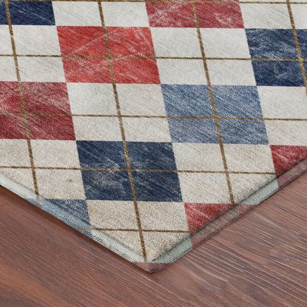 Mayfield Premium Machine Washable Abstract AMF2237 Red 2 ft. x 7 ft. Runner Rug