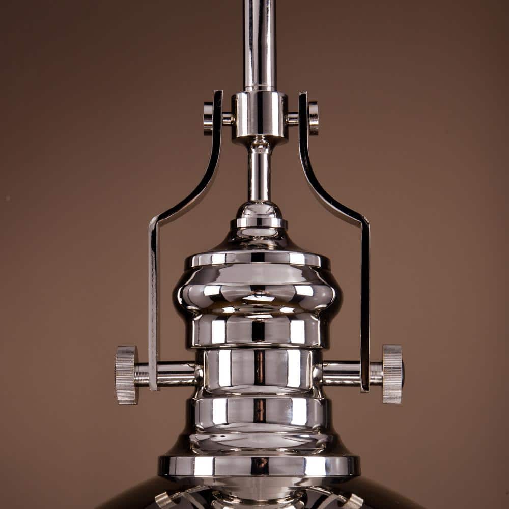 13" Polished Nickel Dome Pendant Light with Clear Glass Shade