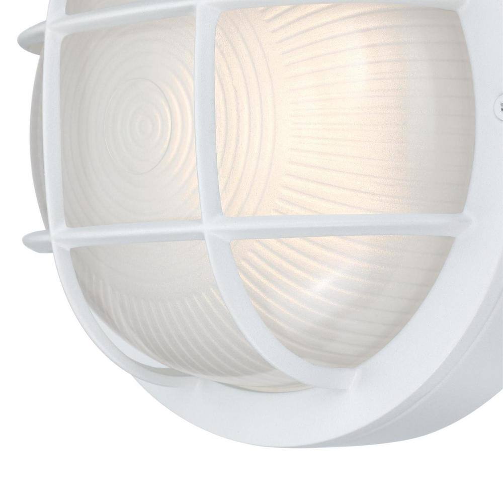 Textured White Dimmable LED Outdoor Wall Light with Cage Shade