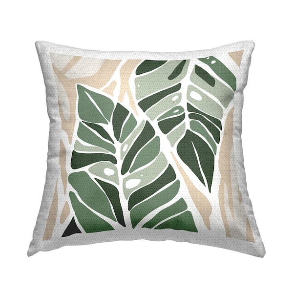 Stupell Industries Abstract Modern Leaf Shapes Green Square Outdoor Throw Pillow