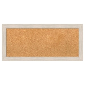 Hardwood Whitewash Narrow Wood Framed Natural Corkboard 33 in. x 15 in. Bulletin Board Memo Board
