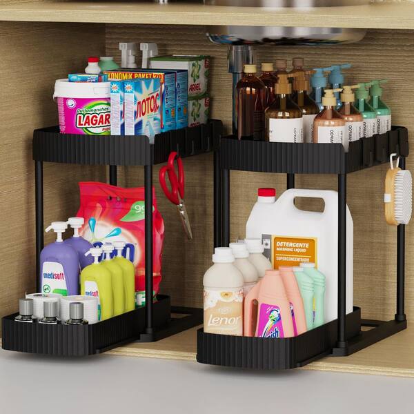 12.8 in. Black Multi-Purpose Pull-Out Storage Organizers with 2-Pack