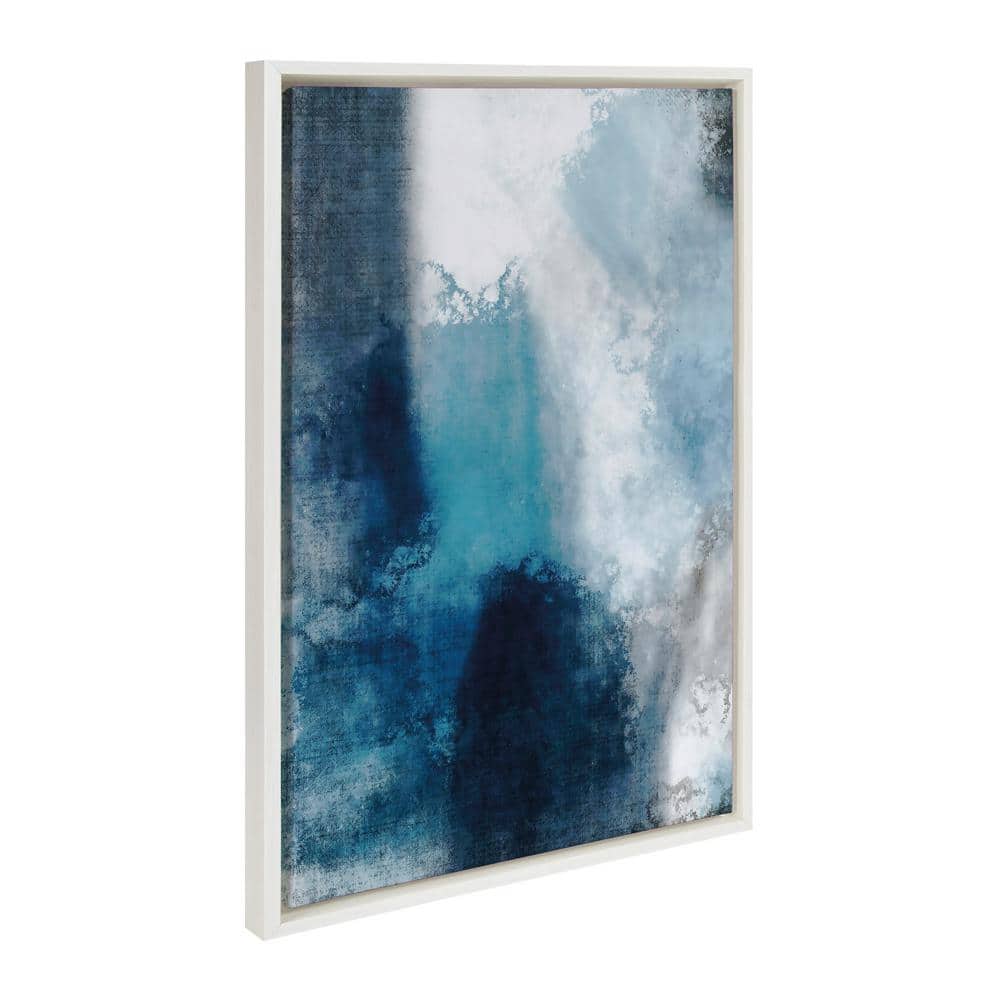 Aqua Abstract 1 White Framed Canvas Print, 23x33