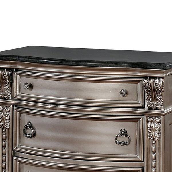 Crown Mark Stanley B1600-2 Traditional 3-Drawer Nightstand with Marble Top, Gavigan's Home Furnishings