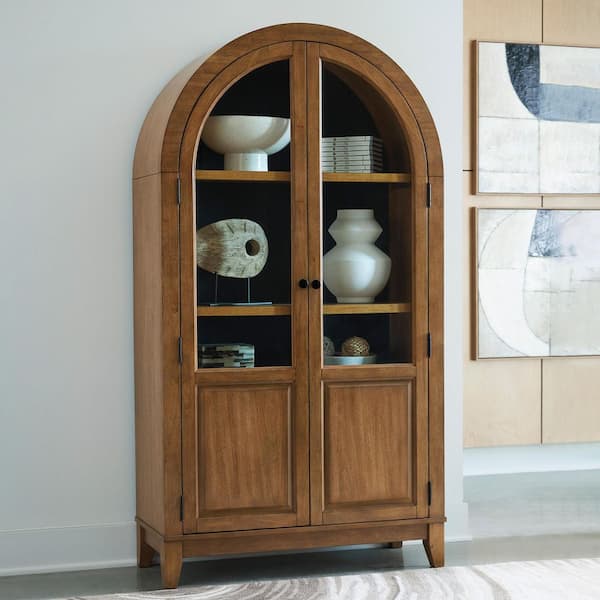 Dagandale Brown/Black 74.13 in. Accent Cabinet with 3 Shelves and Doors