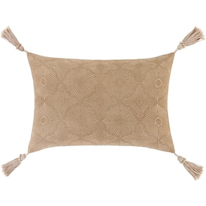 Hamlet Khaki Embroidered Polyester Fill 13 in. x 20 in. Decorative Pillow