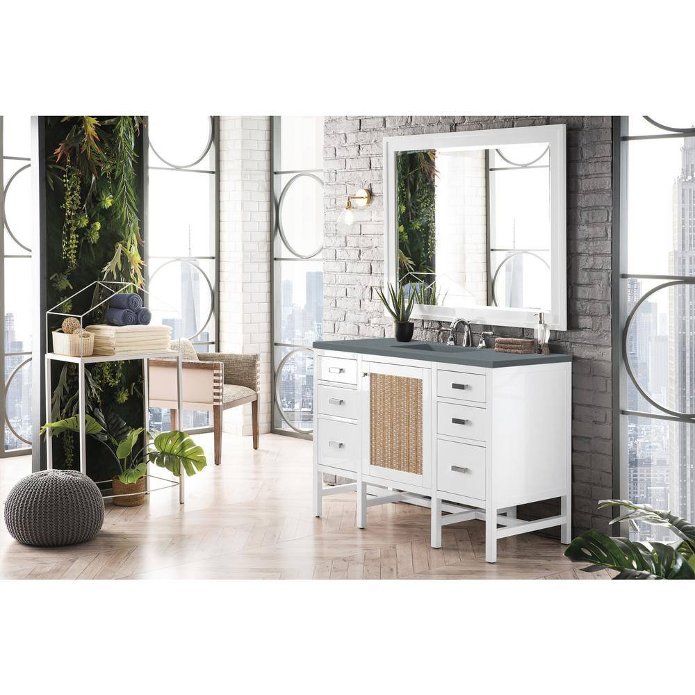 Addison 48 in. W x 23.5 in. D x 35.5 in. H Bathroom Vanity in Glossy White with Cala Blue Quartz Top price history on PriceWatchPro