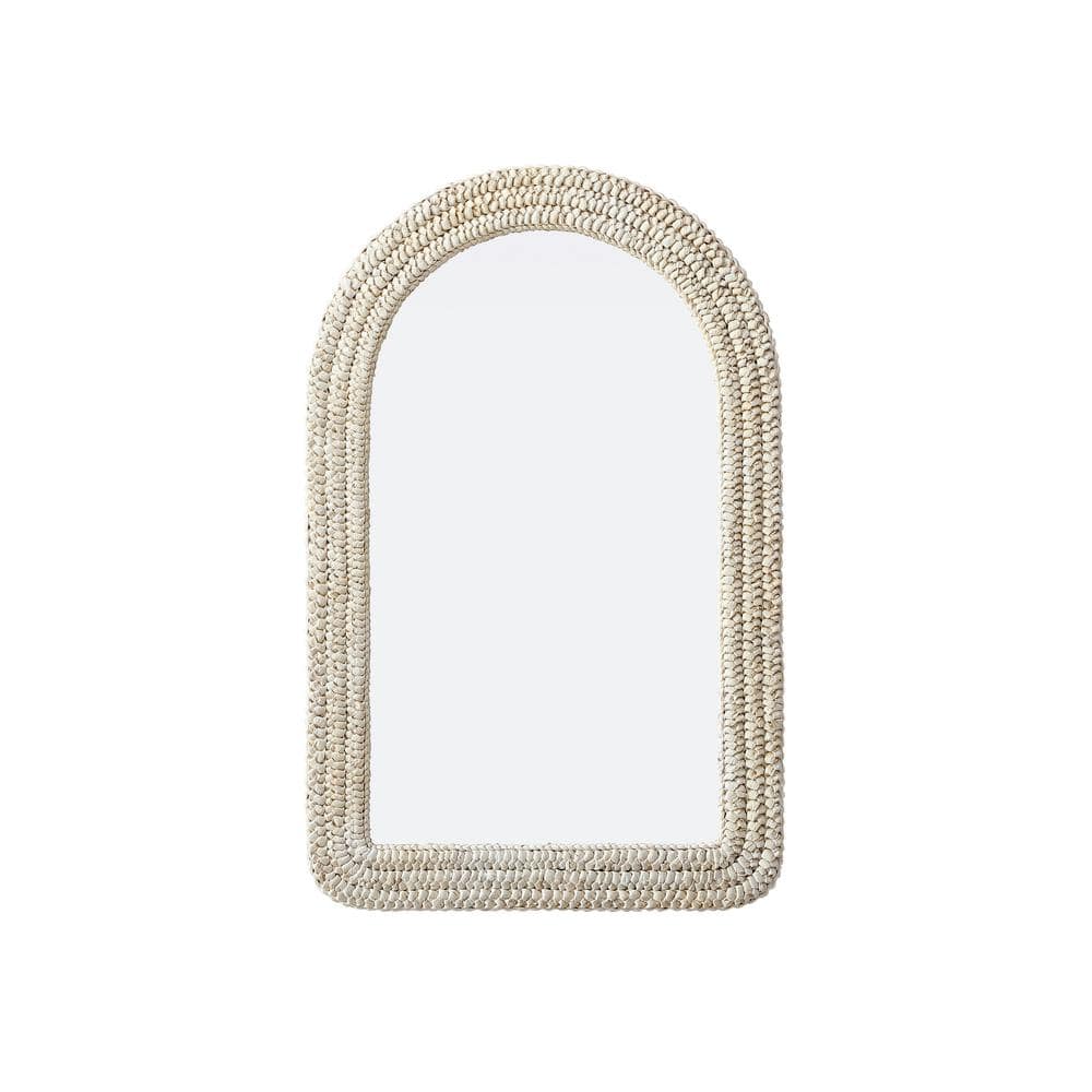 Timeless Home Linen White 27 in. W x 42 in. H Cornhusk Wall Mirror