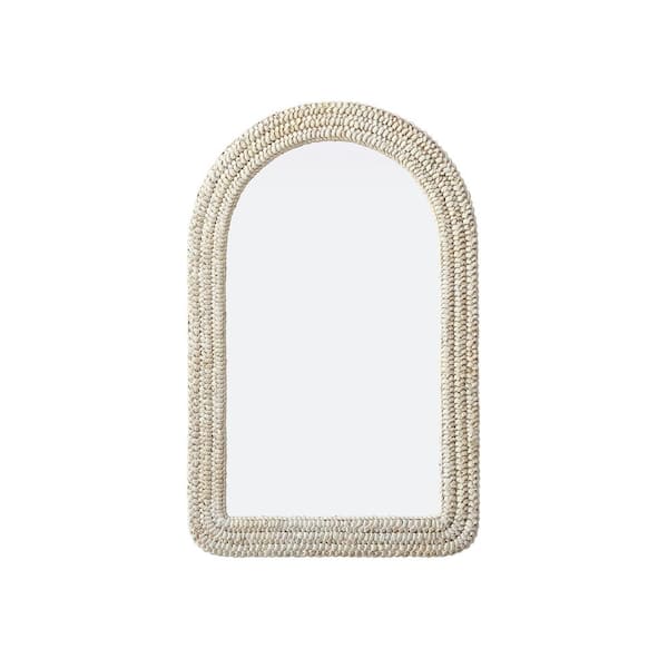 Unbranded Timeless Home Linen White 27 in. W x 42 in. H Cornhusk Wall Mirror