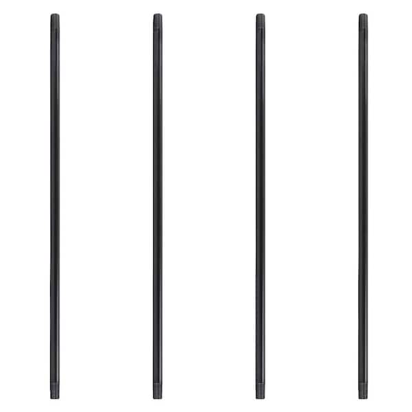PIPE DECOR 1 in. x 48 in. Black Industrial Steel Grey Plumbing Pipe (4-Pack)