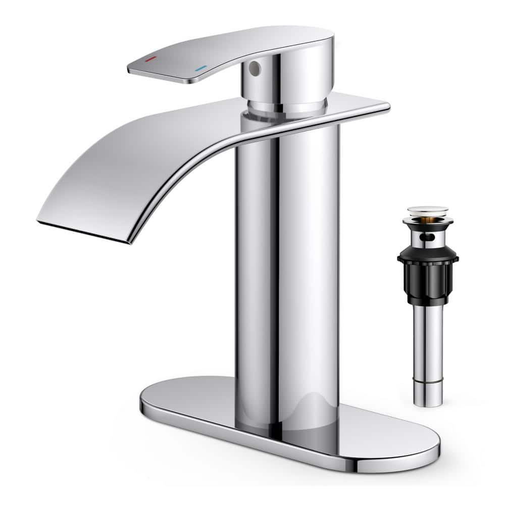 Single-Handle Bathroom Faucet with Deckplate Included and Spot Resistant in