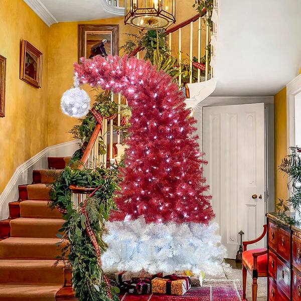 ✳︎new arrival✳︎christmas treeクリスマスツリー 6 ft. Pre-lit Bent Top Fir Artificial Christmas Tree Santa Hat