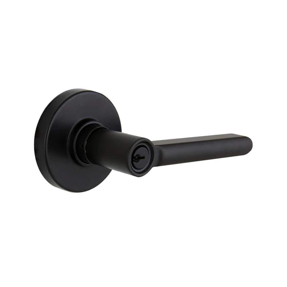 Tonebridge Matte Black Keyed Entry Door Lever with Round Rose