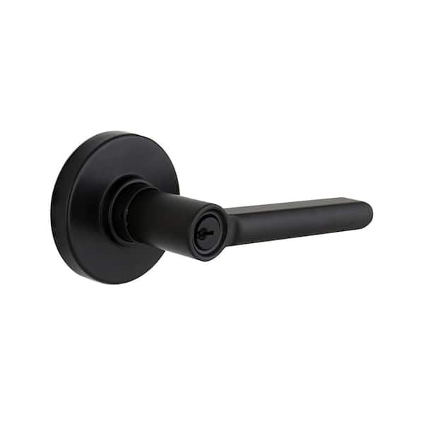 Defiant Tonebridge Matte Black Keyed Entry Door Lever with Round Rose