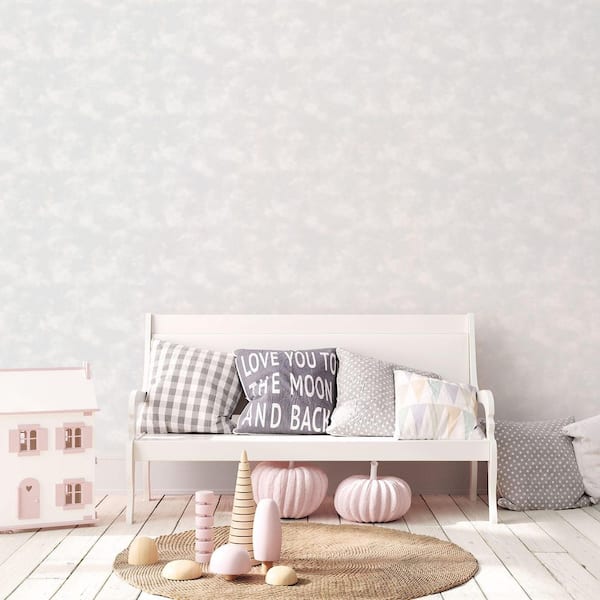 Tiny Tots 2-Collection Gray/White Glitter Finish Baby Texture Smooth Paper Non-Woven Wallpaper Roll
