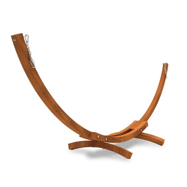 AURA OUTDOOR 10 ft. Pine Hardwood Arc Frame Hammock Stand with Hooks and Chains, Bronze