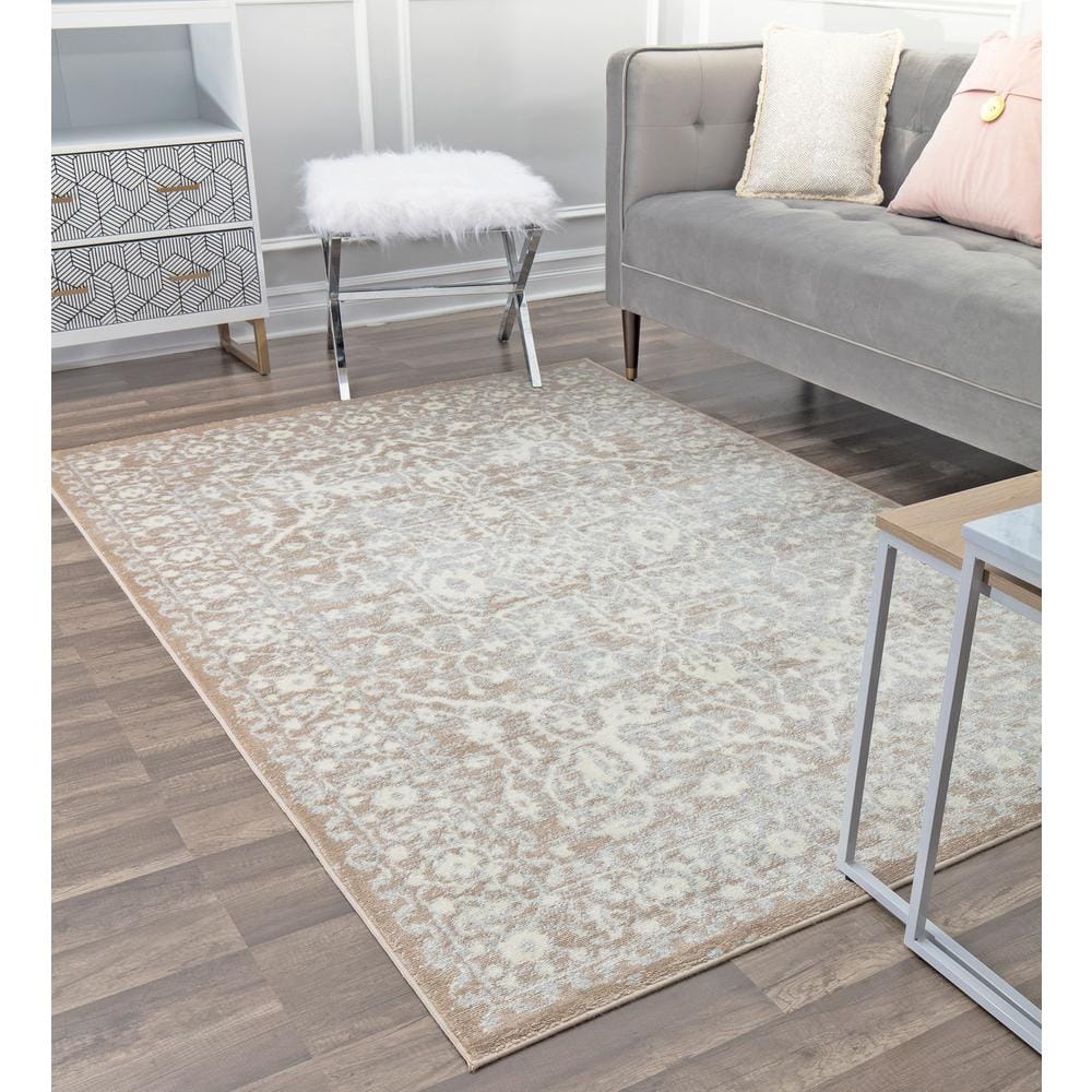 Vanilla Cream 5' x 7' Stain-Resistant Kids Area Rug