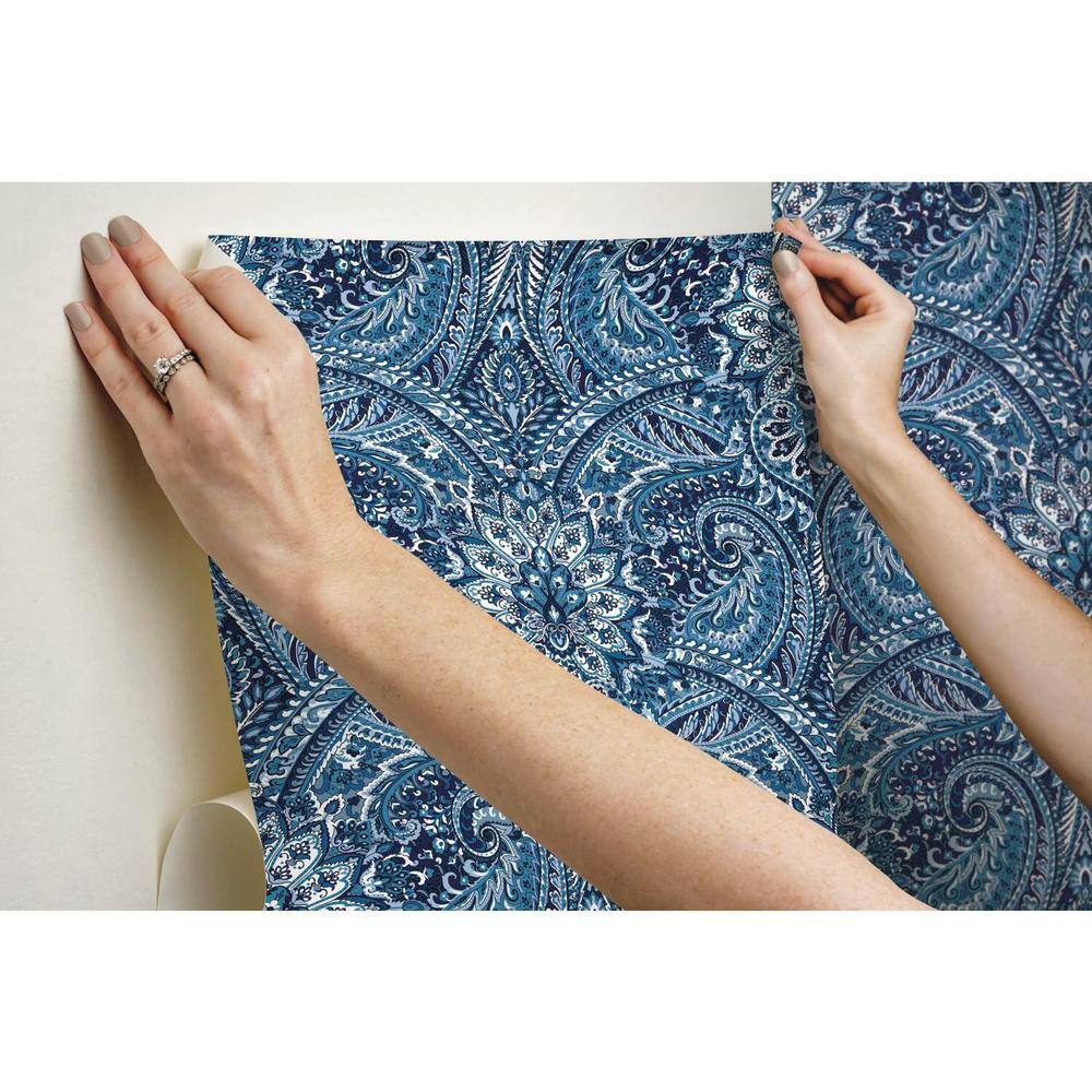 Blue and Gray Paisley Peel & Stick Wallpaper Roll