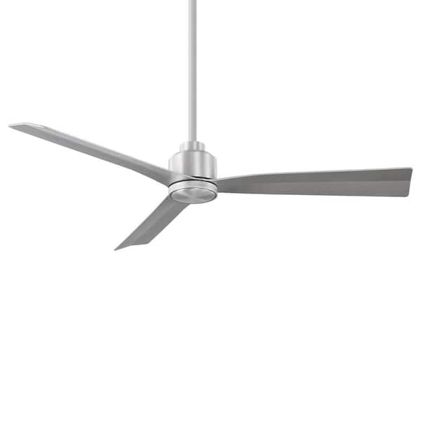 WAC Lighting Clean 52 in. Indoor/Outdoor Brushed Aluminum 3-Blade Smart Compatible Ceiling Fan with Remote Control