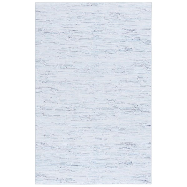 Tacoma Gray/Turquoise 3 ft. x 5 ft. Machine Washable Solid Marle Area Rug