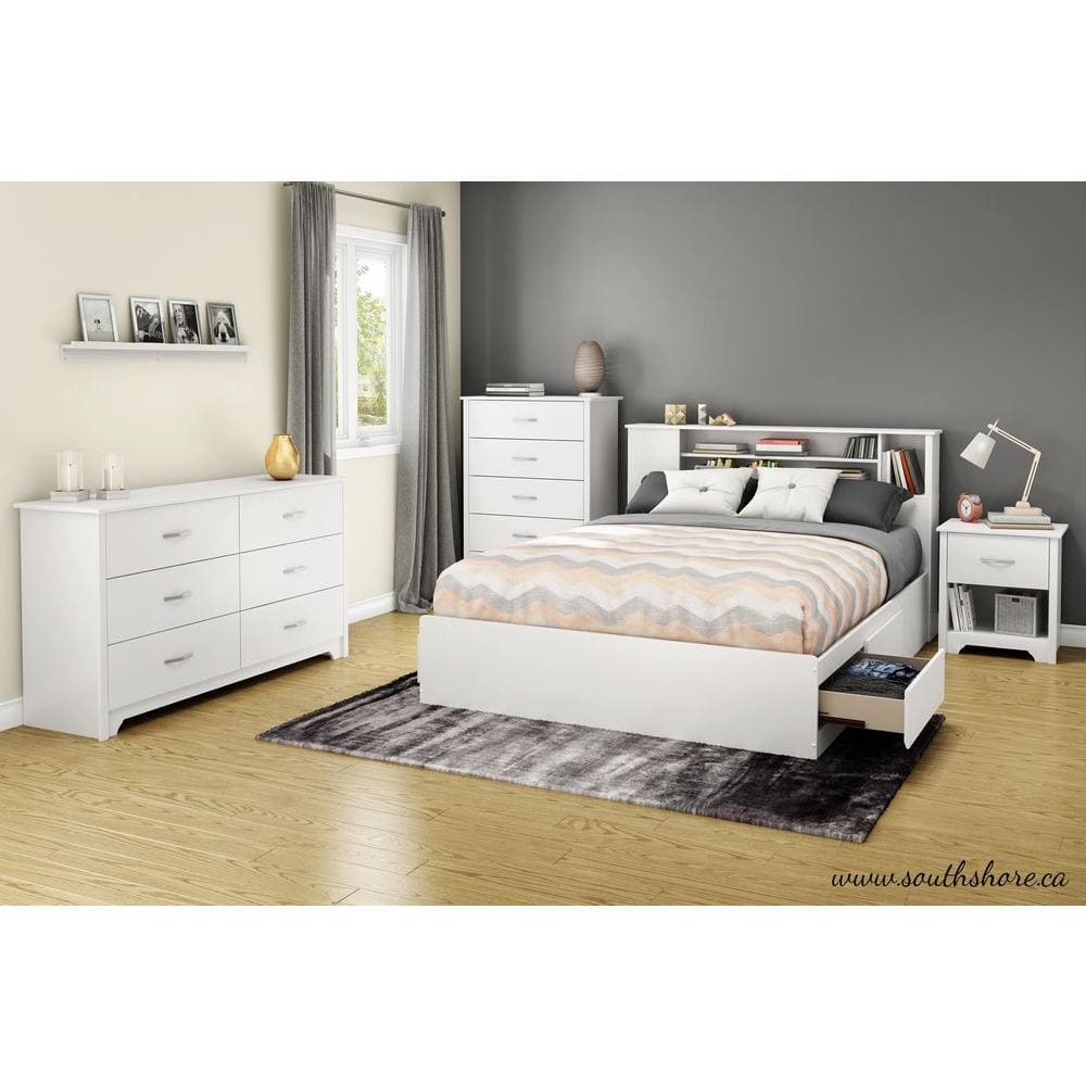 Pure White 59" Particle Board Double Chest of Drawers