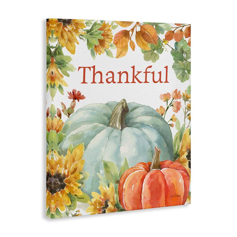 Thankful Fall Harvest Canvas Wall Art with Pumpkins