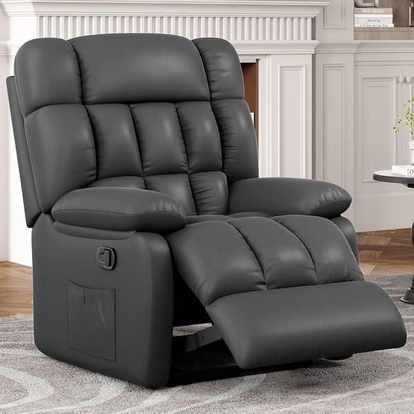 Black Recliner with Side Pocket, Ergonomic, Recliner Sofa for Living Room