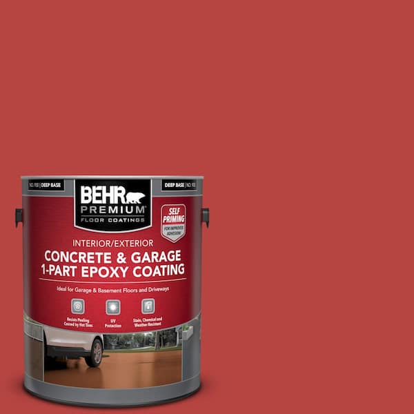 BEHR PREMIUM 1 gal. #OSHA-5 OSHA SAFETY RED Self-Priming 1-Part Epoxy Satin Interior/Exterior Concrete and Garage Floor Paint
