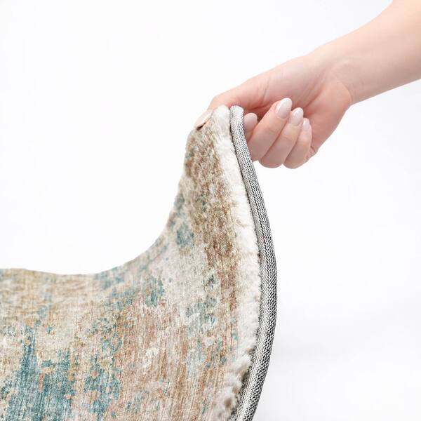 Dream Shag Premium Machine Washable Abstract ADS69 Teal 3 ft. x 4 ft. Area Rug