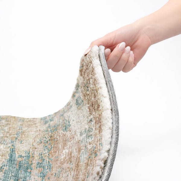 Dream Shag Premium Machine Washable Abstract ADS69 Teal 8 ft. x 10 ft. Area Rug