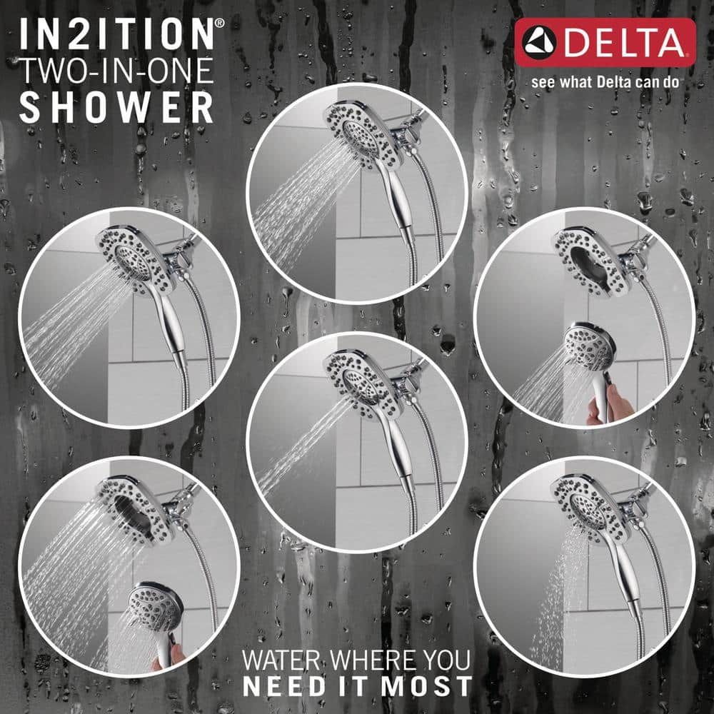 Chrome Dual Shower Head with Handheld Spray and Pulse