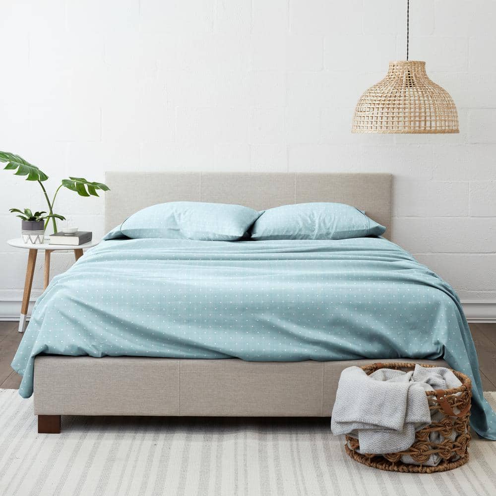 Aqua Polka Dot Queen Microfiber Sheet Set