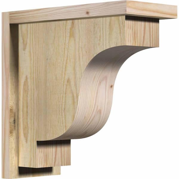 Ekena Millwork 6 in. x 14 in. x 14 in. Douglas Fir Newport Rough Sawn Corbel with Backplate