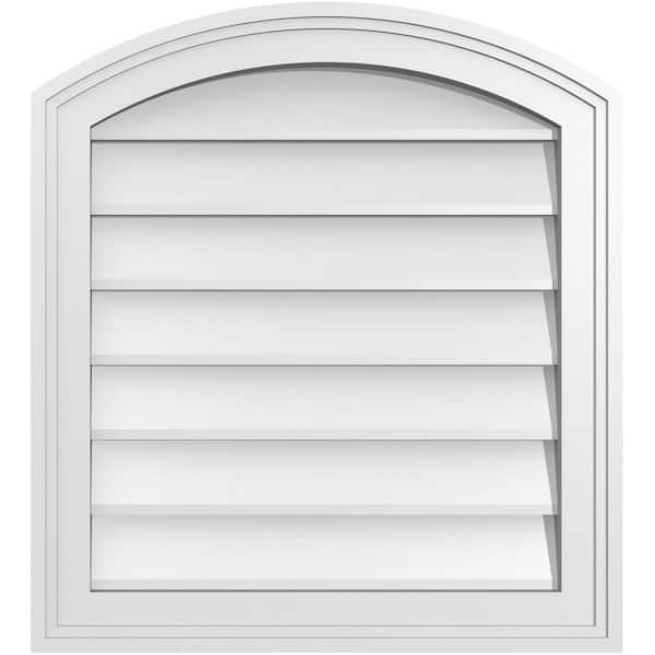 Ekena Millwork 20" x 22" Arch Top Surface Mount PVC Gable Vent: Functional with Brickmould Frame