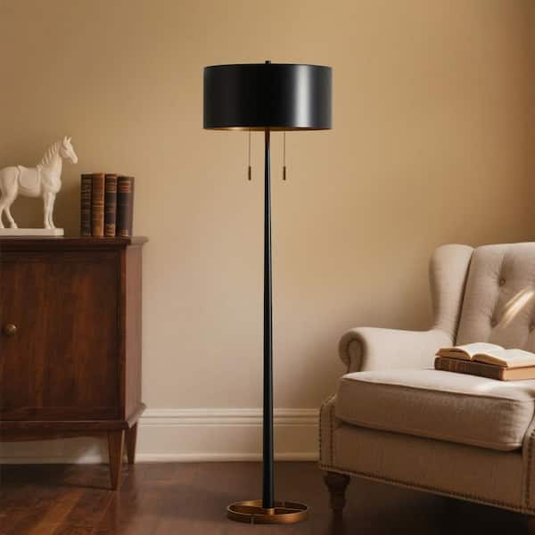 NatySwan 60in Black Metal Novelty Standard Floor Lamp, Dual-Bulb