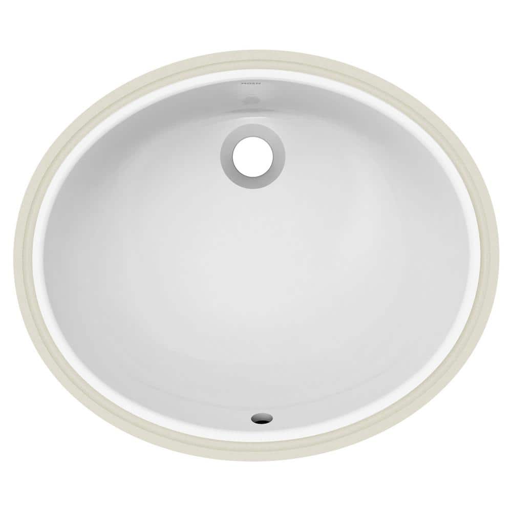 White Ceramic Oval Undermount Bathroom Sink with Gloss Finish