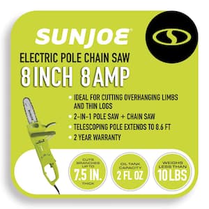 2-in-1 8 in. 8 amp Electric Convertible Pole Chain Saw