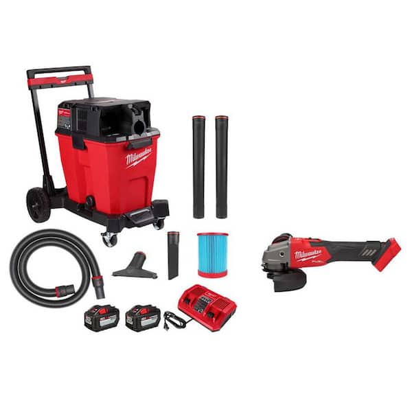M18 FUEL 12 Gal. DUAL BATTERY Wet/Dry Shop Vacuum Kit with M18 FUEL 4-1/2 in. / 5 in. Grinder with Variable Speed