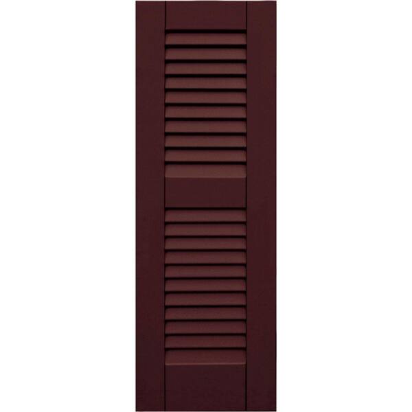 Winworks Wood Composite 12 in. x 35 in. Louvered Shutters Pair #657 Polished Mahogany