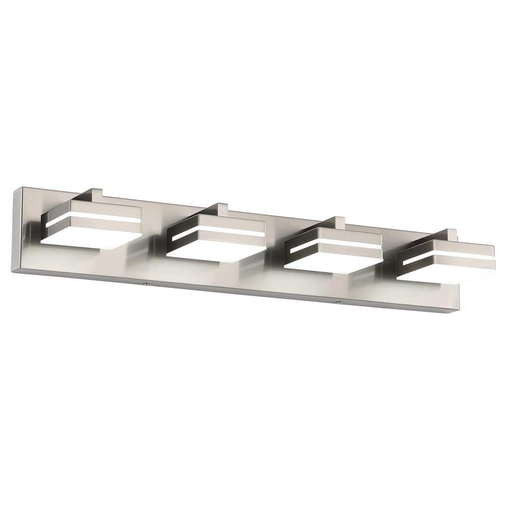 26.8 in. 4-Light LED Nickel Bathroom Vanity Light, Dimmable 5500K with Acrylic Lampshade price history on PriceWatchPro