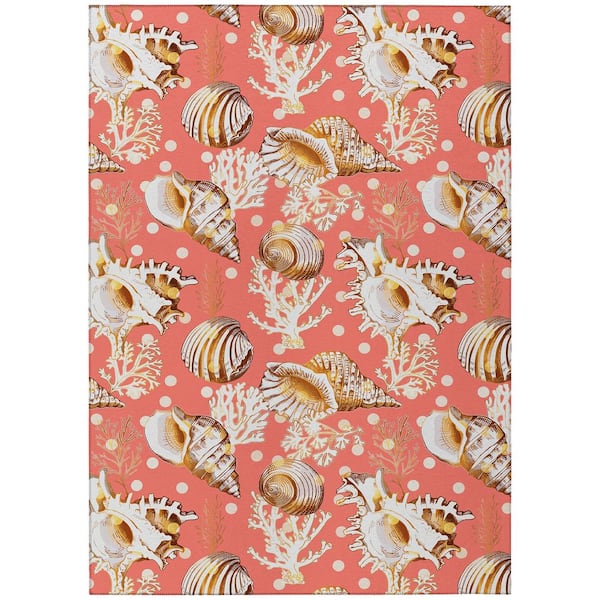 Addison Rugs Surfside Orange 5 ft. x 7 ft. 6 in. Geometric Indoor/Outdoor Area Rug