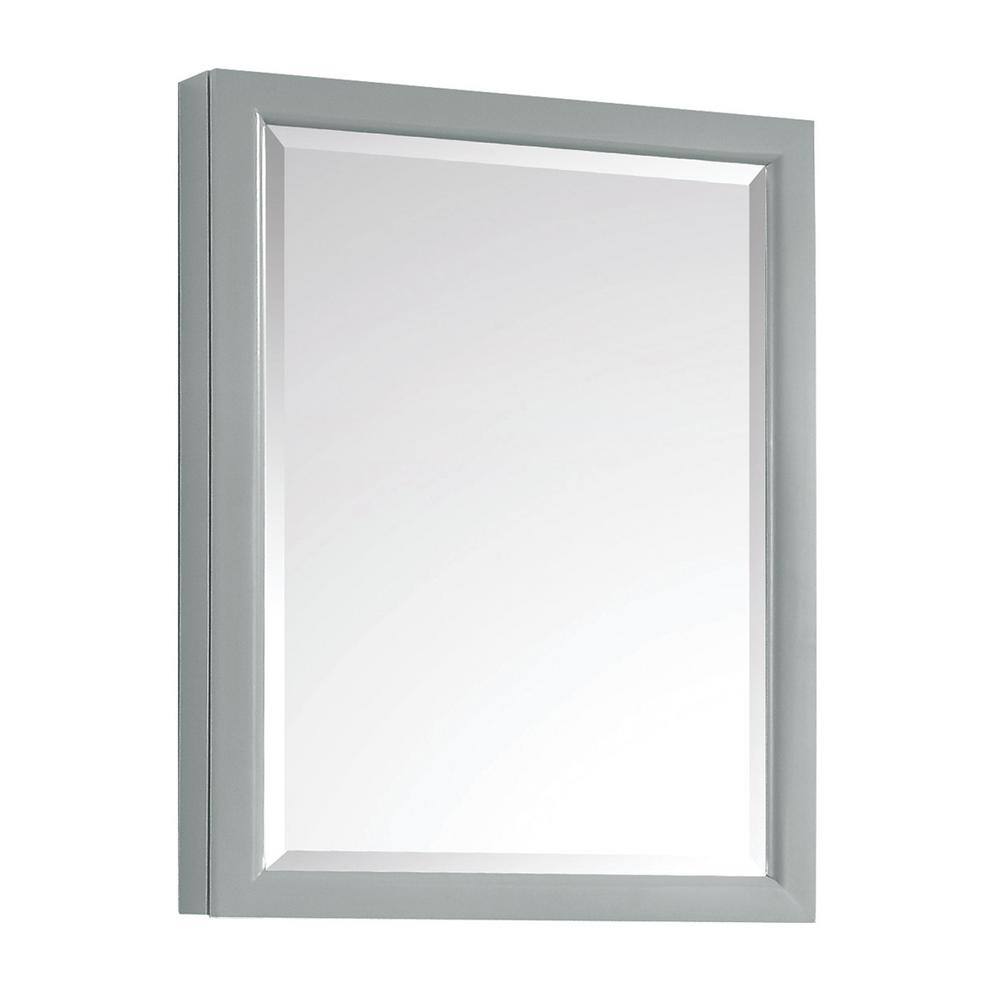 Emma 22" Dove Gray Rectangular Framed Mirror Cabinet with 3 Shelves