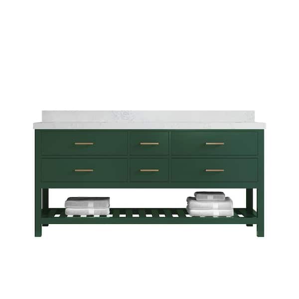 Willow Collections Parker 72 in. W x 22 in. D x 36 in. H Double Sink Bath Vanity in Lafayette Green with 2 in. Empira Quartz Top