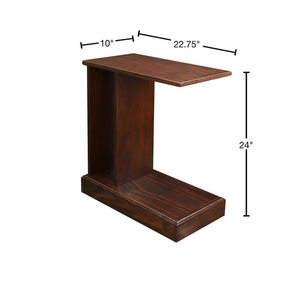 Monroe Warm Brown Wood C-Table with Concealed Drawer