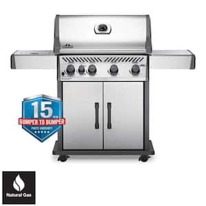 Rogue 4-Burner Natural Gas Grill with Infrared Side Burner in Stainless Steel
